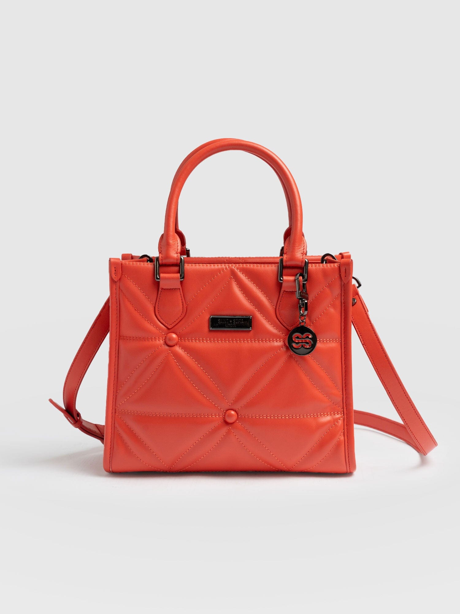 Quilted Mia Mini Tote Bag Coral - Women's Bags | Saint + Sofia® USA